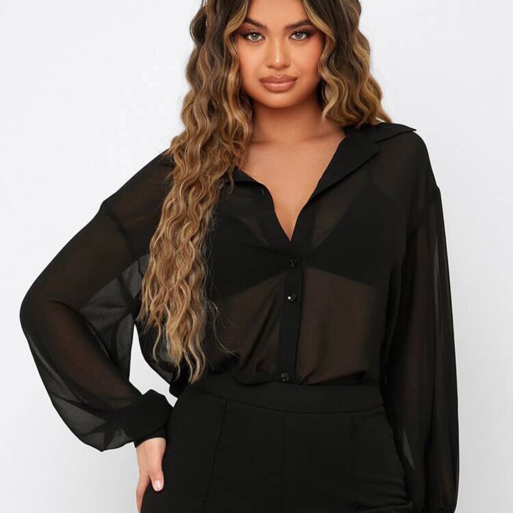 Forever 21 sheer blouse crop top